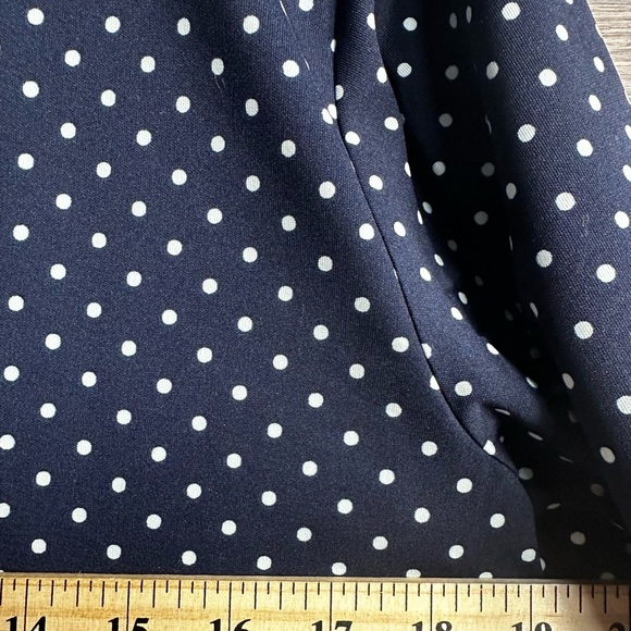 Ann Taylor Factory Dark Blue Blouse with White Dots - Picture 6 of 6